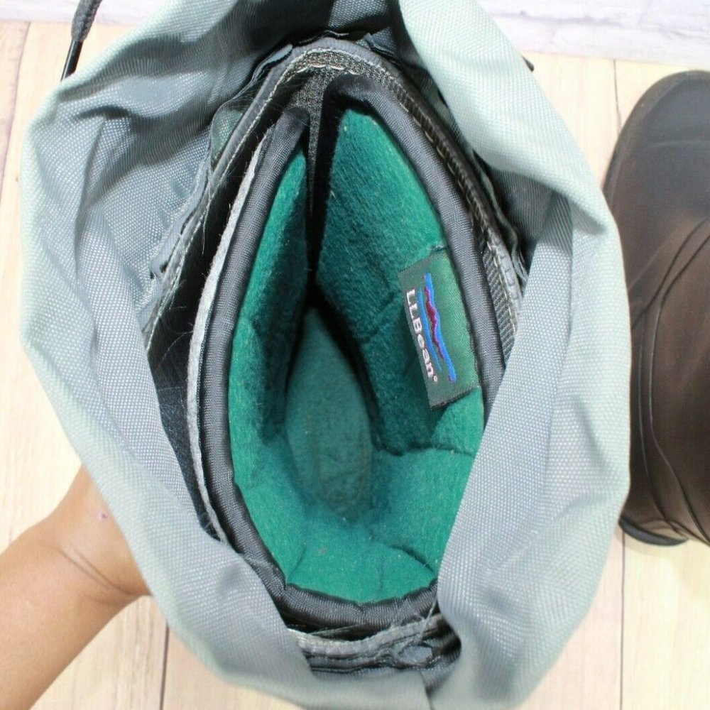 LL Bean Black Rubber Mid Calf Waterproof Insulated Winter Boots Size 6 - Picture 9 of 11